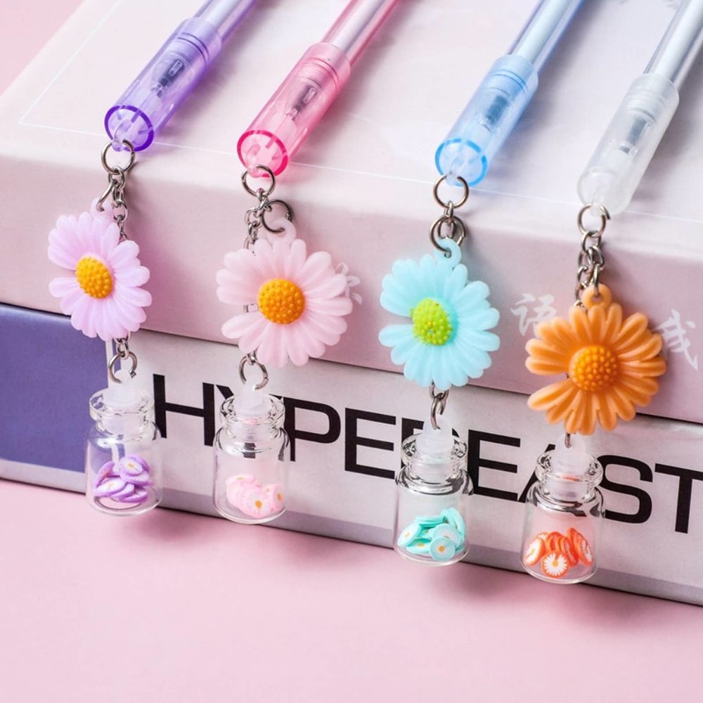 Set/4 Kawaii Pretty Flower Gel Ink Pen 0.55mm NWOT